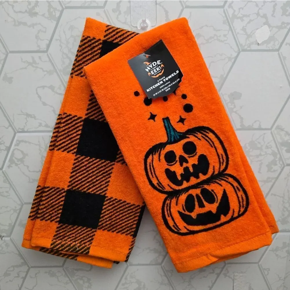 New 2pc Pumpkin Halloween Stack Kitchen Terry Towels Hyde and EEK! Boutique
